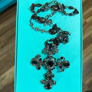 Black Crystal Cross Necklace